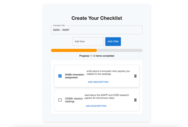 Note Taking Application - Progress Tracking