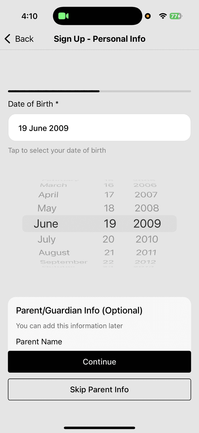 Onboarding Step 3 - Personal Information