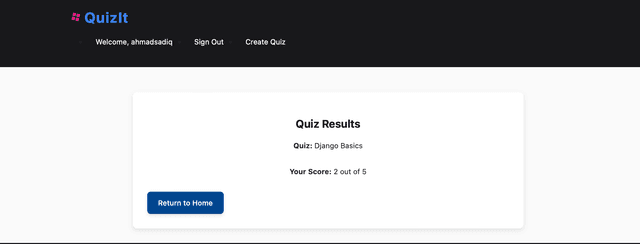 QuizIt Quiz Results Page